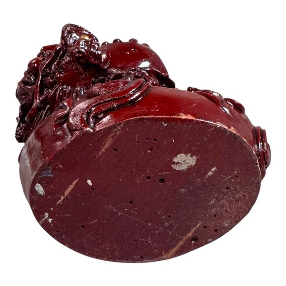 Laughing Buddha Figurine Dragon Gold Coin Red Glaze Resin Feng Shui Wealth READ - Picture 3 of 11